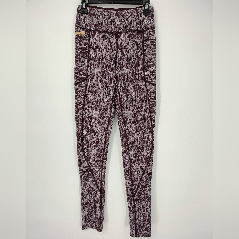 Victorias Secret Sport Women's Burgundy/Plum Print Leggings Size X Small